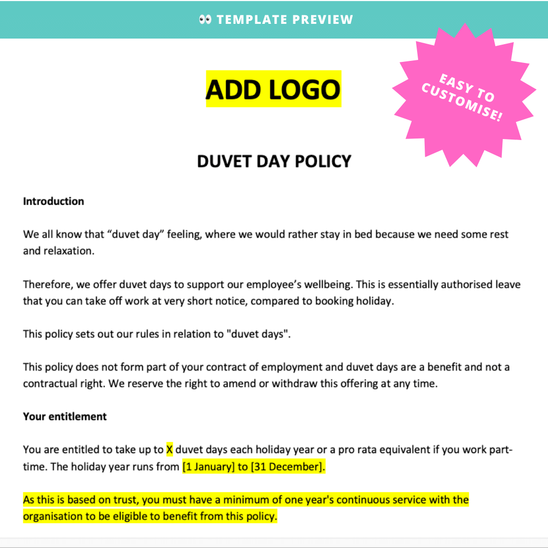 Duvet Day Policy - Modern HR