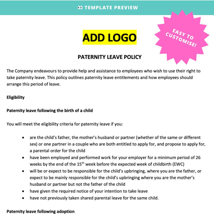 Paternity Leave Policy Template for UK Businesses - Modern HR