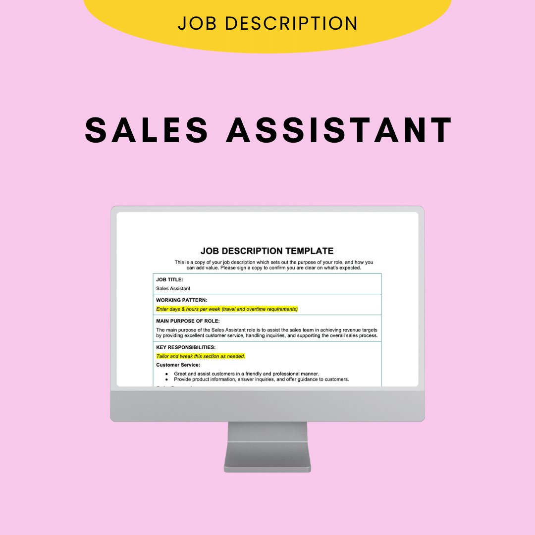 Sales Assistant Job Description - Modern HR