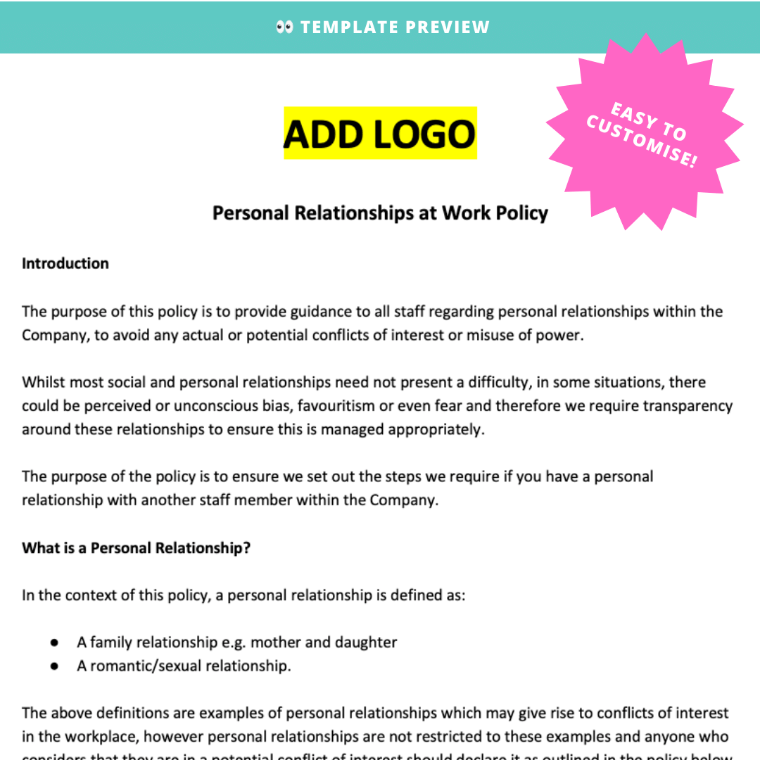 Employee Relations Policy Examples Personal Relationships at Work Policy – Modern HR