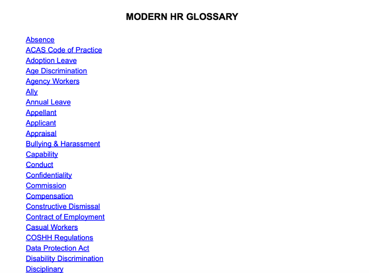 A - Z: HR Glossary - Modern HR