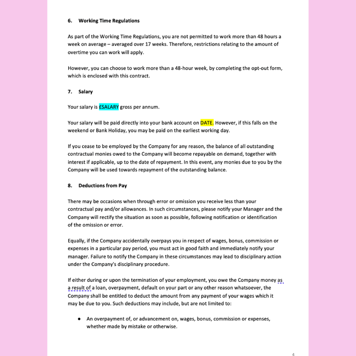 Employment Contract Template (Full - Time) - Modern HR