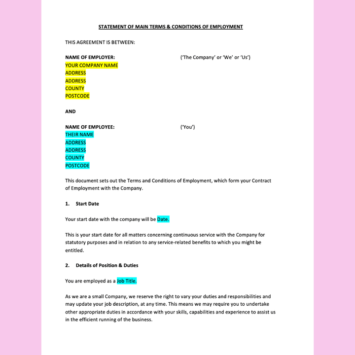 Employment Contract Template (Full - Time) - Modern HR