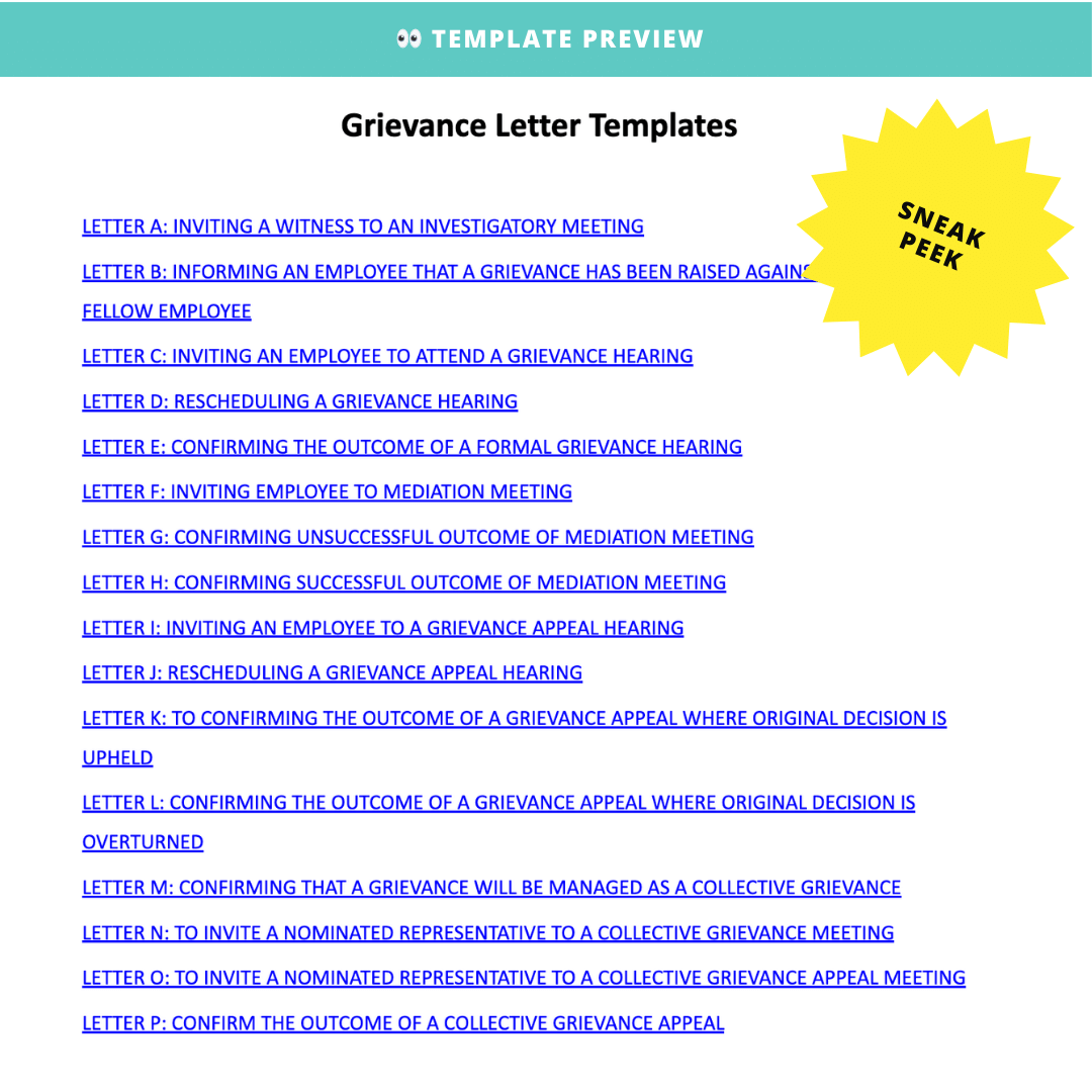 Image 9 for Grievance Template Letters