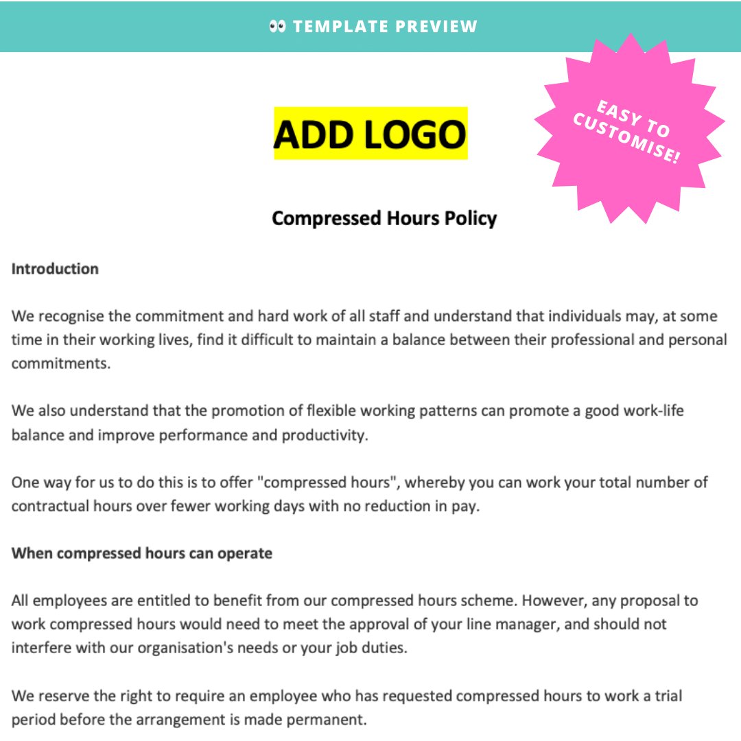 Compressed Hours Working Pattern Compressed Hours Policy Template for UK Businesses – Modern HR