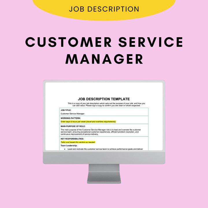 Customer Service Manager Job Description - Modern HR