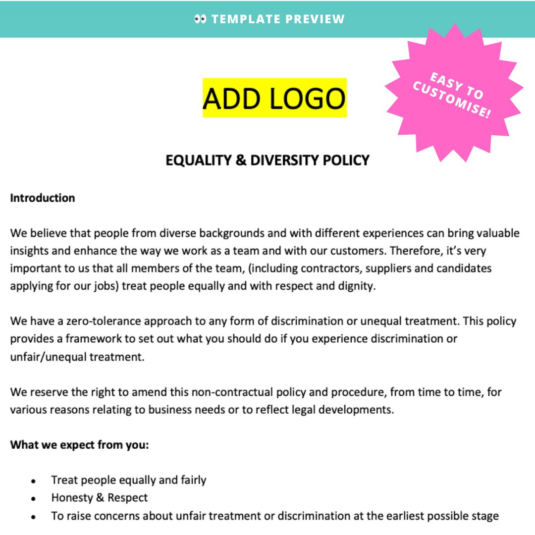 Equality & Diversity Policy - Modern HR