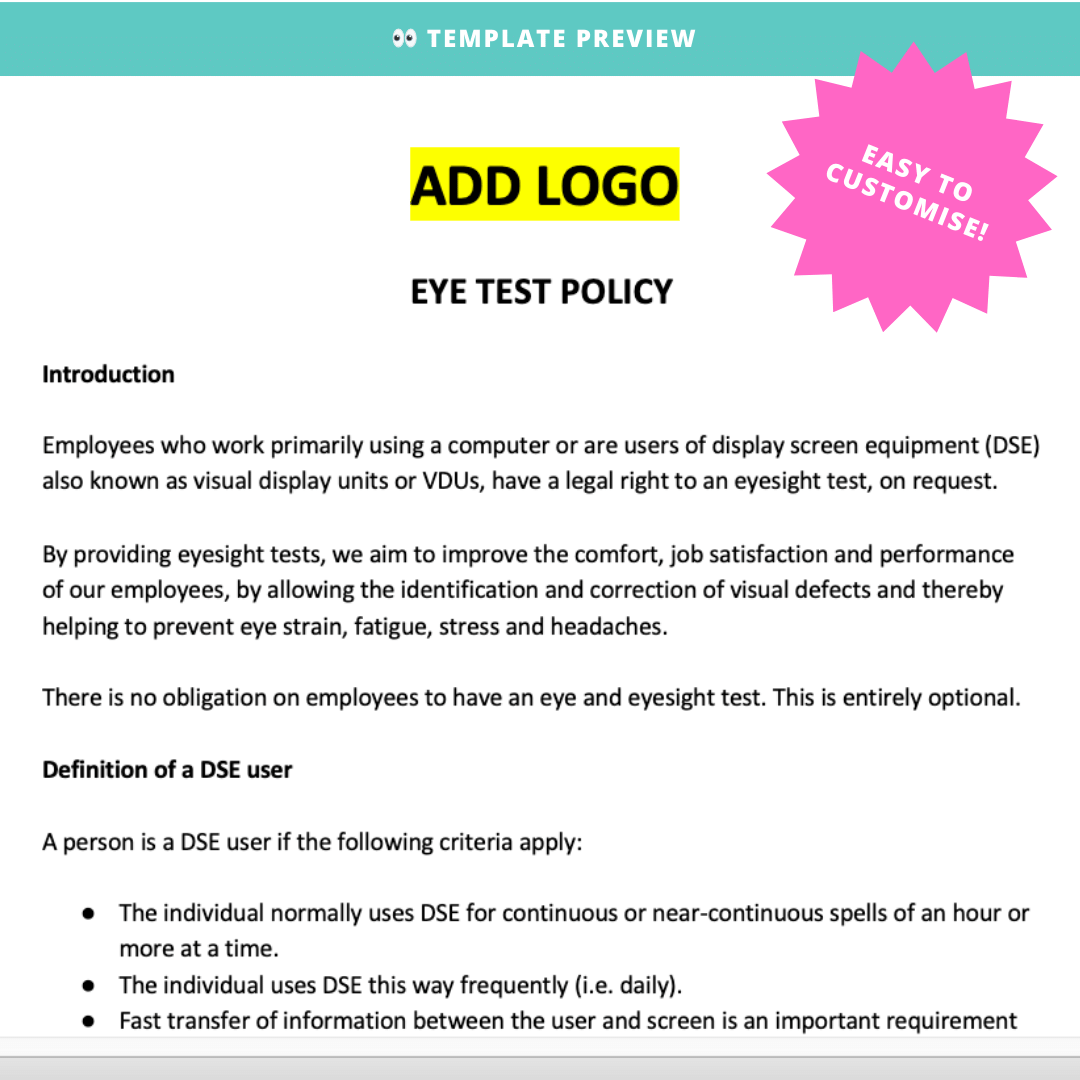 Eye Test Policy - Modern HR