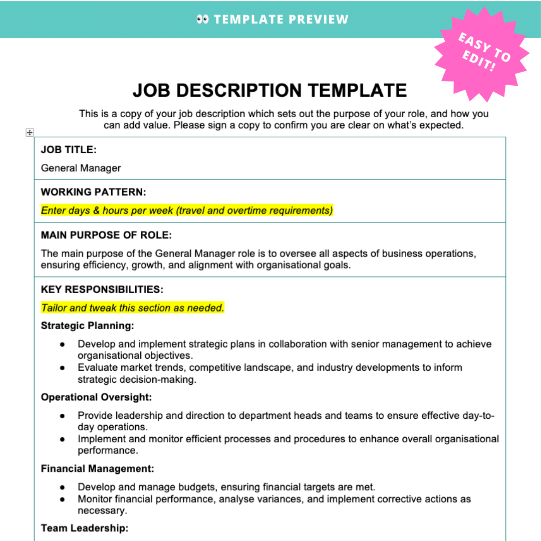 General Manager Job Description - Modern HR