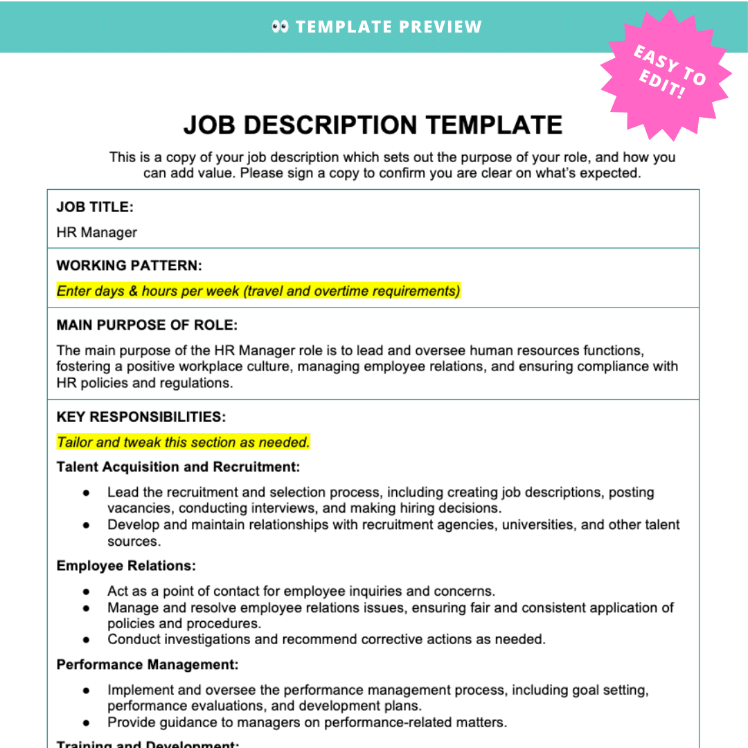 Hr Job Description Post Example HR Manager Job Description Template – Modern HR