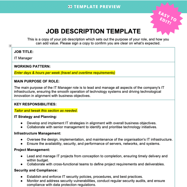 IT Manager Job Description - Modern HR