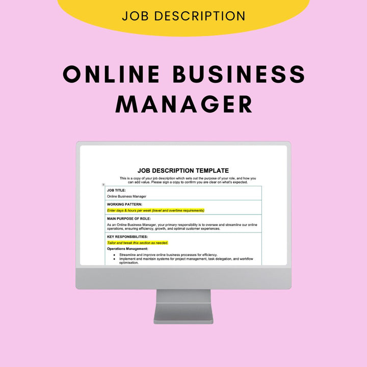 Online Business Manager Job Description - Modern HR