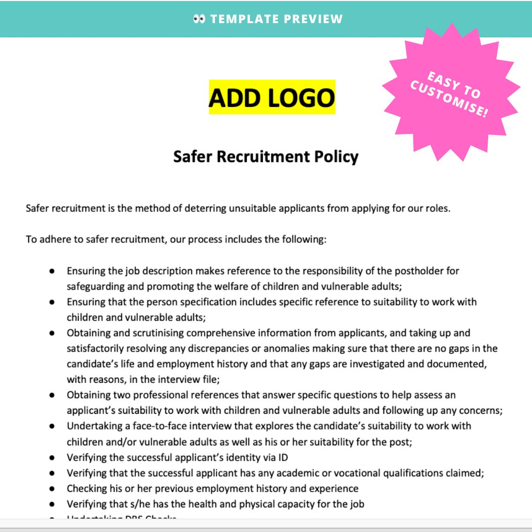 Safer Recruitment Policy - Modern HR