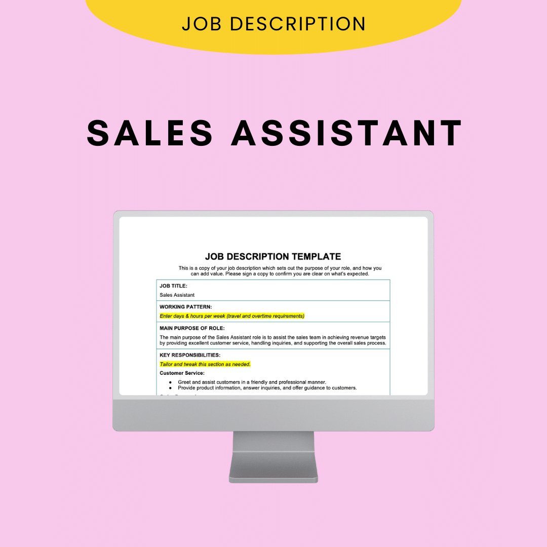 Sales Assistant Job Description - Modern HR