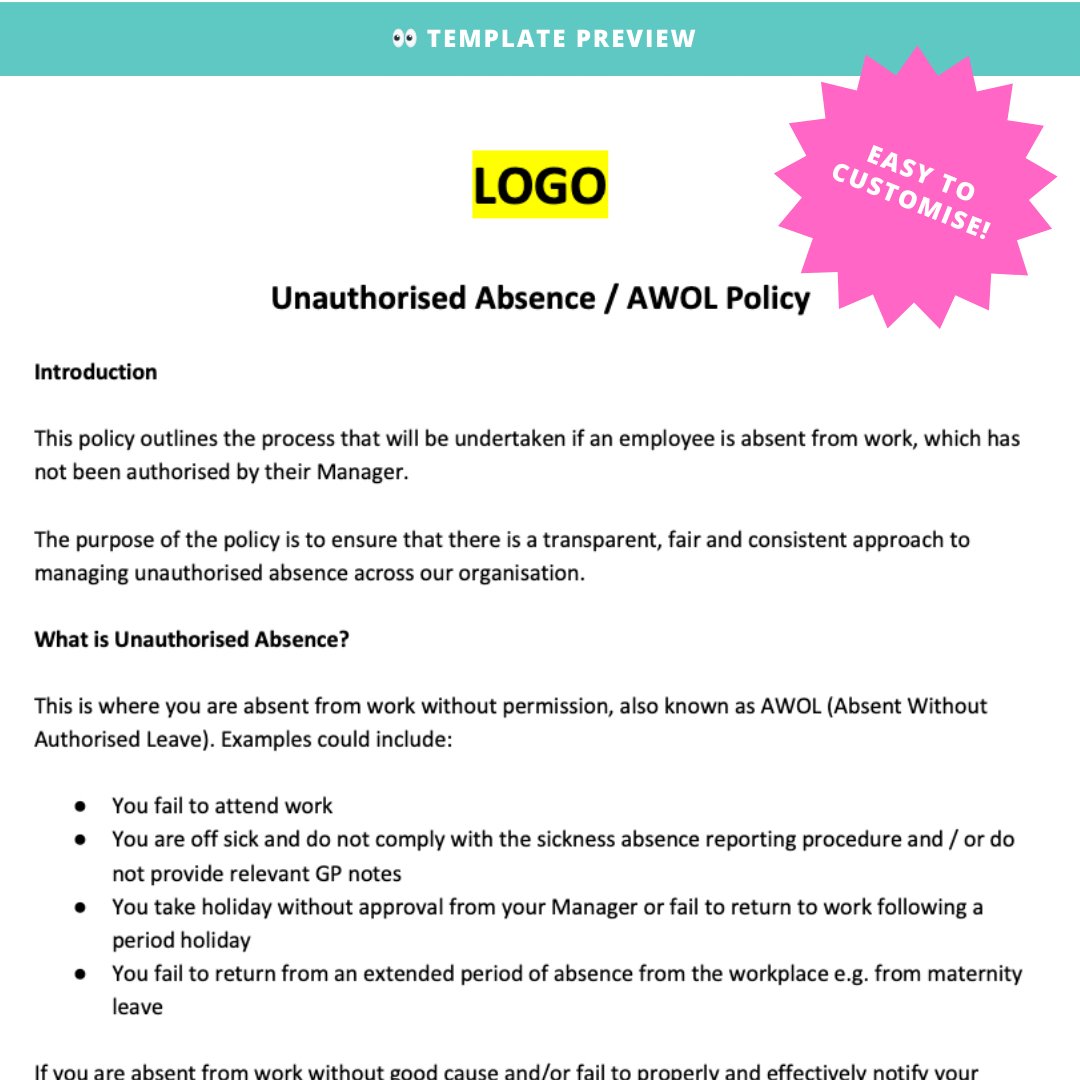Unauthorised Absence (AWOL) Policy - Modern HR