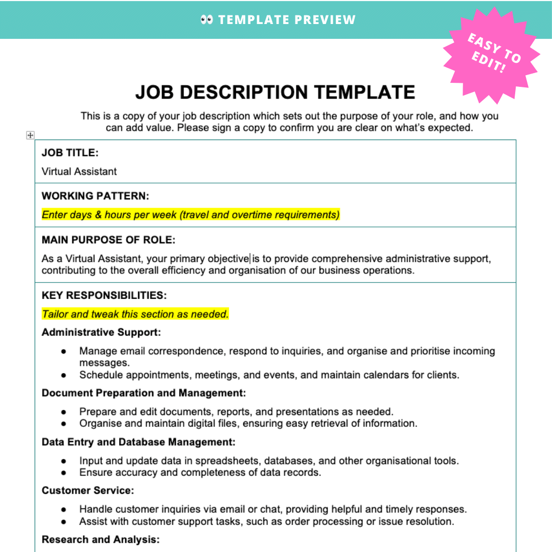 Virtual Assistant Job Description - Modern HR